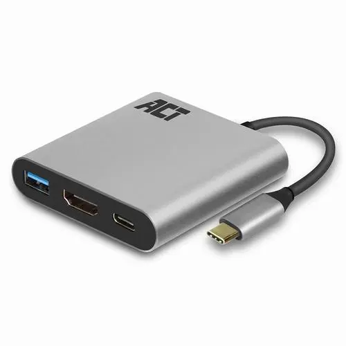 ACT Converter USB-C - HDMI / USB-A / PD Pass-through 0.15 Meter metal housing