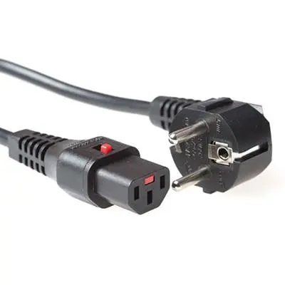 ACT Netsnoer CEE 7/7 male (haaks) - C13 IEC Lock zwart 1 m EL249S