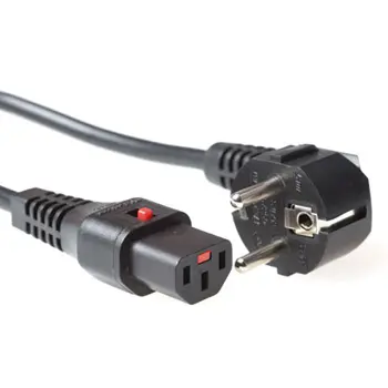 ACT Netsnoer CEE 7/7 male (haaks) - C13 IEC Lock zwart 2 m EL182S