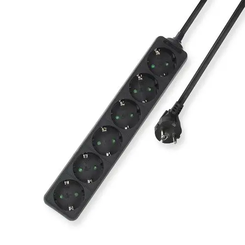ACT Power Strip Black 6 plugs 3.0m German version (Germany Netherlands Denmark Finland Sweden Norway Austria)