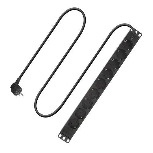 ACT Stekkerdoos PDU 19" CEE7/7 9-voudig type E, 3m H05VV-F 3G1.5