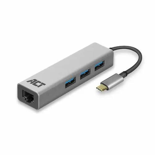 ACT USB-C to USB-A Hub 3 ports with GigabitEthernet metal housing