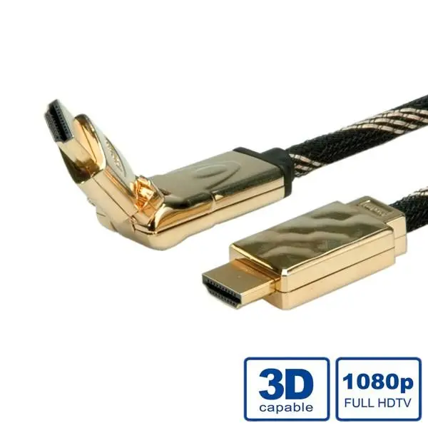 ADJ ADJBL11045507 High Speed HDMI-kabel met ethernet, verguld, 3D-draaibaar, 2 m, zwart