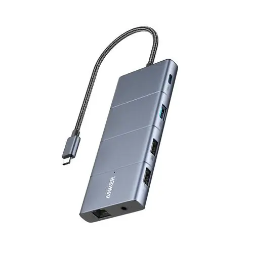 Anker Innovations A83880A1 interface hub USB Type-C 10000 Mbit/s Grijs