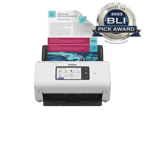 Brother Desktopscanner dubbelzijdig scannen 40 ppm (dubbelzijdig zwart-wit/kleur) 600 x600 dpi 512MB USB host 10.9 cm LCD touchscreen 80 vel ADF