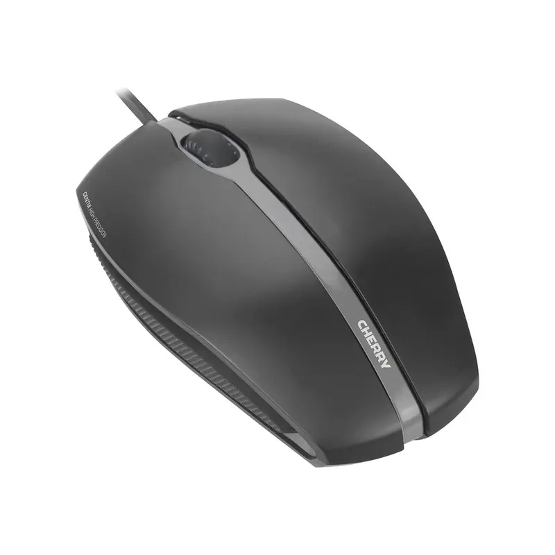 CHERRY GENTIX Kabelgebonden optische muis, bedrade muis met 3 knoppen en hoge resolutie optische 1000 dpi sensor, geschikt voor rechts- en linkshandige gebruikers, rubberen zijkanten, zwart
