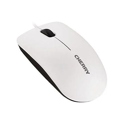 CHERRY MC 1000, bedrade muis, geschikt voor rechts- en linkshandigen, 3-knops muis met scrollwiel, GS-goedkeuring, duurzaam, wit-grijs