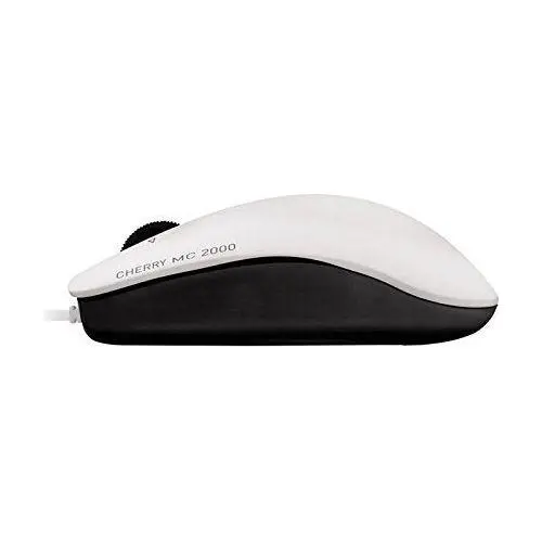 CHERRY MC 2000, bekabelde muis, geschikt voor rechts- en linkshandigen, 3 muisknoppen, kantelwiel voor horizontaal/verticaal scrollen, GS-goedkeuring, wit-grijs