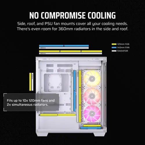 COR iCUE LINK 3500X RGB Tempered Glass Mid-Tower PC Case White