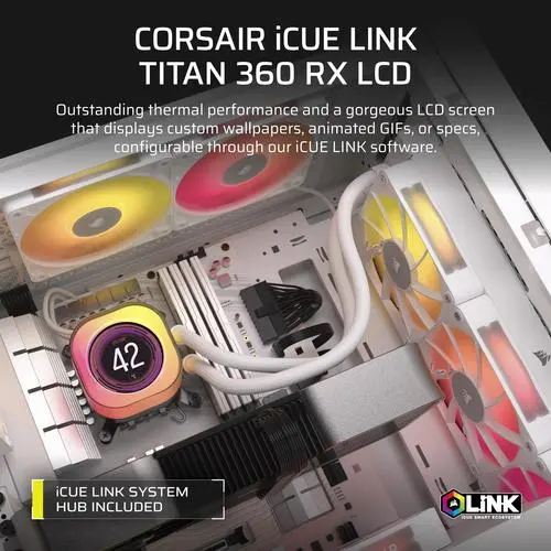 Corsair iCUE LINK TITAN 240 RX LCD Processor Alles-in-één vloeistofkoeler 12 cm Wit 1 stuk(s)