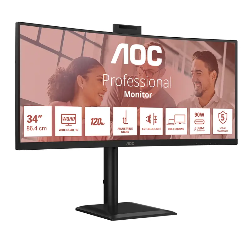CU34E4CW 34i DOCK VA CURVED UWQHD 1 MS 3440X1440120HZ WID 21/9 USB- C -DP-HDMI LAN RJ45 4XUSB 3.2 BRIGHTNESS 350 CD/M*2 D CONTRASTRATIO 50M