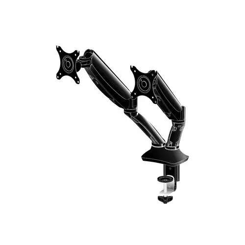 Iiyama Flexible desk mount for dual monitor with height adjustable gas spring. Deskmount with clamp or grommet. Monitor size 10~27i. VESA 75x75 or 100x100mm. 1~5kg