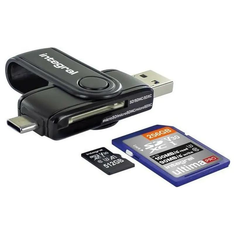 Integral USB-A/USB-C SD/MicroSD kaartlezer