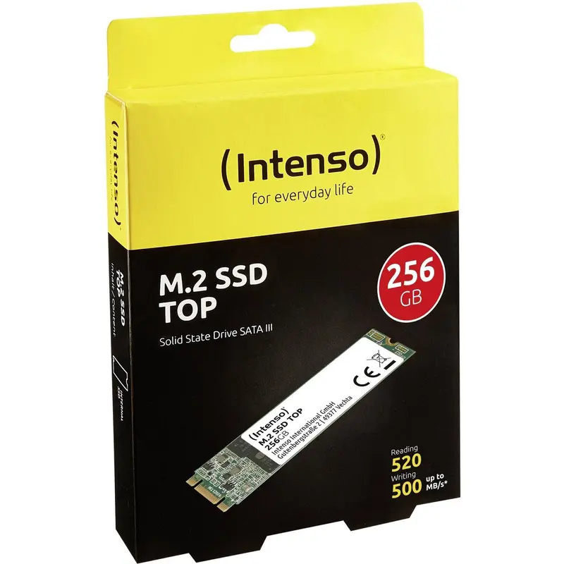 Intenso Interne M.2 SSD SATA III Top, 256 GB, 520 MB/seconde
