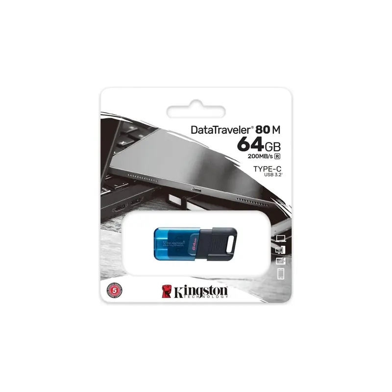 Kingston DataTraveler 80 M USB-C 3.2 Gen 1-200 MB/s 64 GB - DT80M/64GB