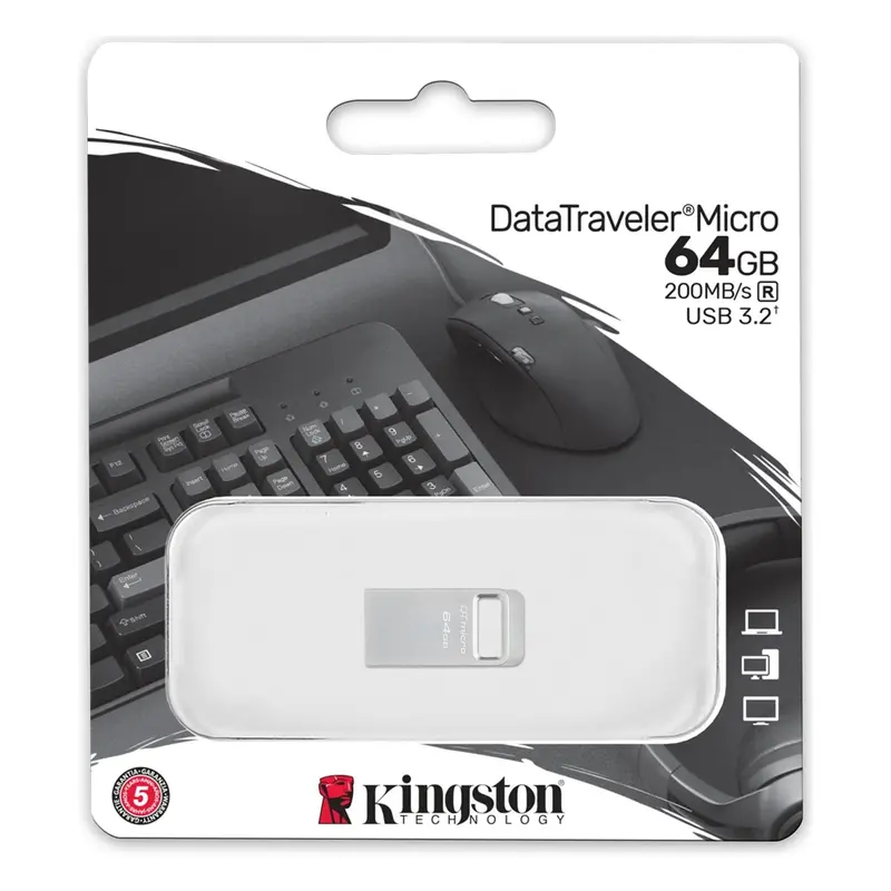 Kingston- Digital Media Product DTMC3G2/64GB 64GB DT MICRO USB 3.2 200MB/S METAL GEN 1