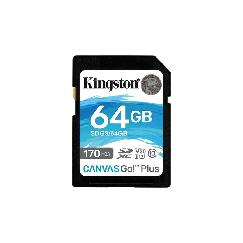 Kingston SDG3/64GB SD-kaart (64GB SDXC Canvas Go Plus 170R C10 UHS-I U3 V30)