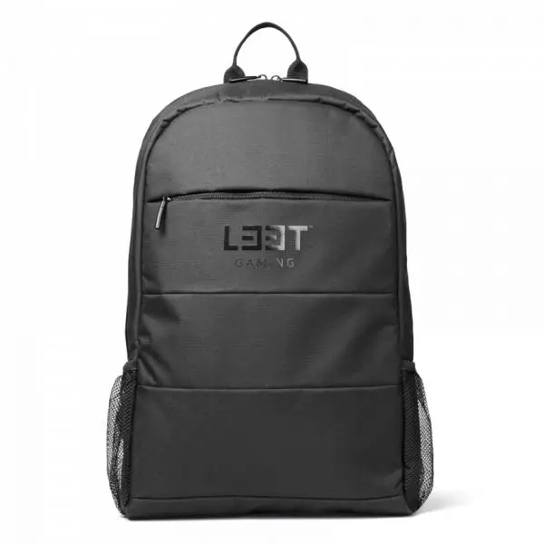 L33T Gaming 160380 Gamingrugzak in zwart, slank nylon ontwerp. Geschikt voor apparaten van 15,6 inch