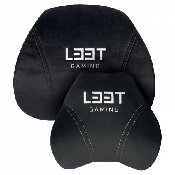 L33T Gaming 160382 Luxe gamingstoelkussenset, traagschuim, fluweel, ultrazacht, zwart