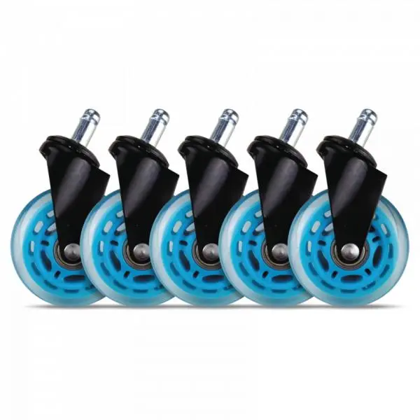 L33T Gaming 160529 3-inch rubberen zwenkwielen, blauw, 5 stuks