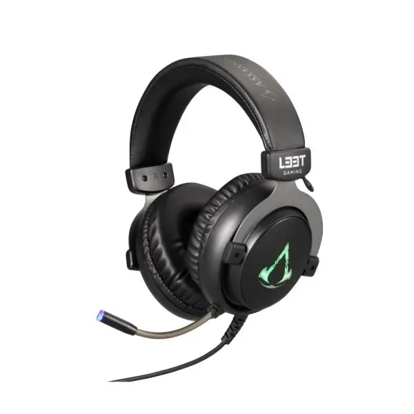 L33T Gaming 1830141 Assassin's Creed gamingheadset met microfoon en RGB, 50 mm Ruisonderdrukking, gevlochten