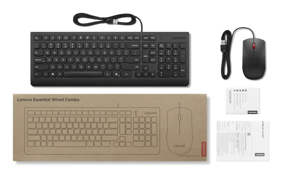 LENOVO ESSENTIAL WIRED KEYBOARD AND MOUSE COMBO AI SWISSFRENCH/GERMAN