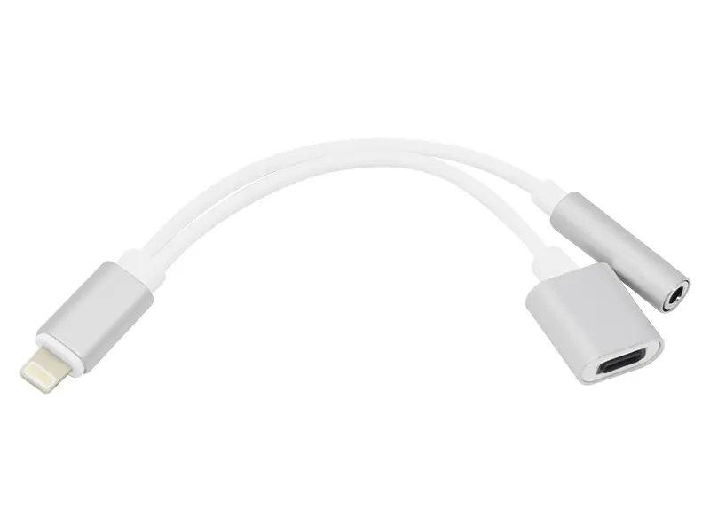 Lightning iPhone 2 in 1 Adapter - Lightning en 3,5 mm Jack - Opladen en Koptelefoon - Zilver