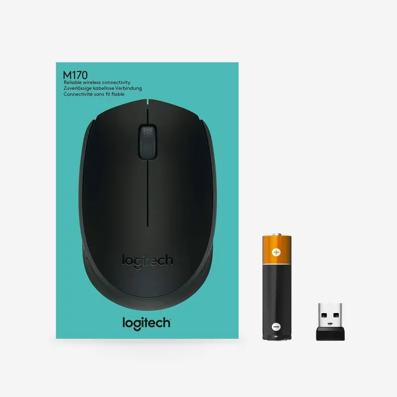 Logitech B170 Draadloze Muis, 2.4 GHz USB nano dongle, Optische Tracking, Batterijduur 12 maanden, Links-en Rechtshandig, PC / Mac / Laptop - Zwart