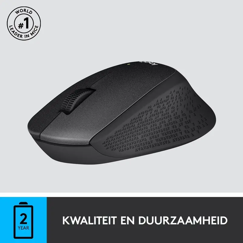 Logitech B330 SILENT PLUS Draadloze Muis, 2,4 GHz met USB-Nano-Ontvanger, 1000 DPI Optische Tracking, 2 Jaar Batterijduur, Compatibel met PC, Mac, Laptop, Chromebook - Zwart