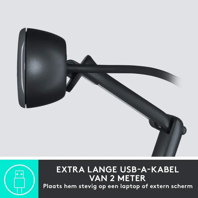 Logitech C505 HD Webcam - 720p HD Externe USB-Camera voor Desktop of Laptop met Microfoon met Groot Bereik, Compatibel met PC of Mac - Zwart