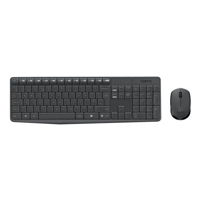 Logitech MK235 toetsenbord set Inclusief muis - Spilbestendig - USB QWERTY US International Grijs
