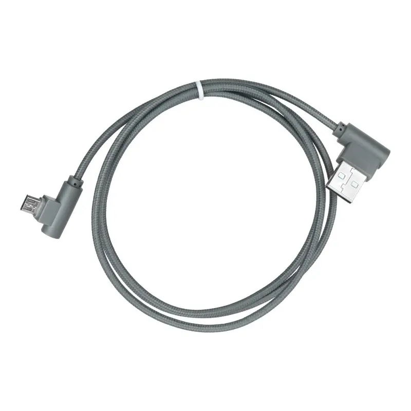 Micro USB kabel - 1 meter - Gehoekte aansluitingen - Grijs