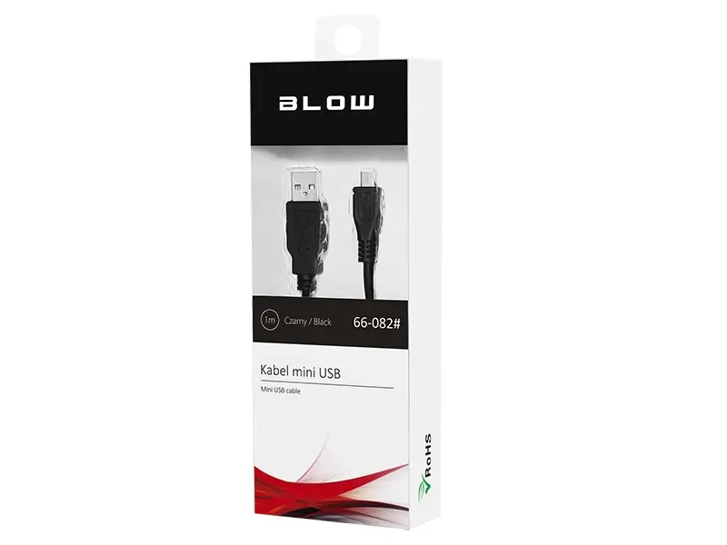 Mini USB kabel 1 meter - Zwart Retail