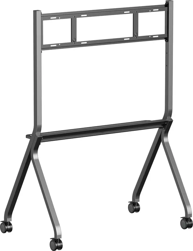 Mobile stand on wheels for (touch-) flat screens fitted with VESA bracket(Max. 800x600) Max. Load 100 Kg for screen sizes 55i ~ 86i Anti Collision Silvergrey 3