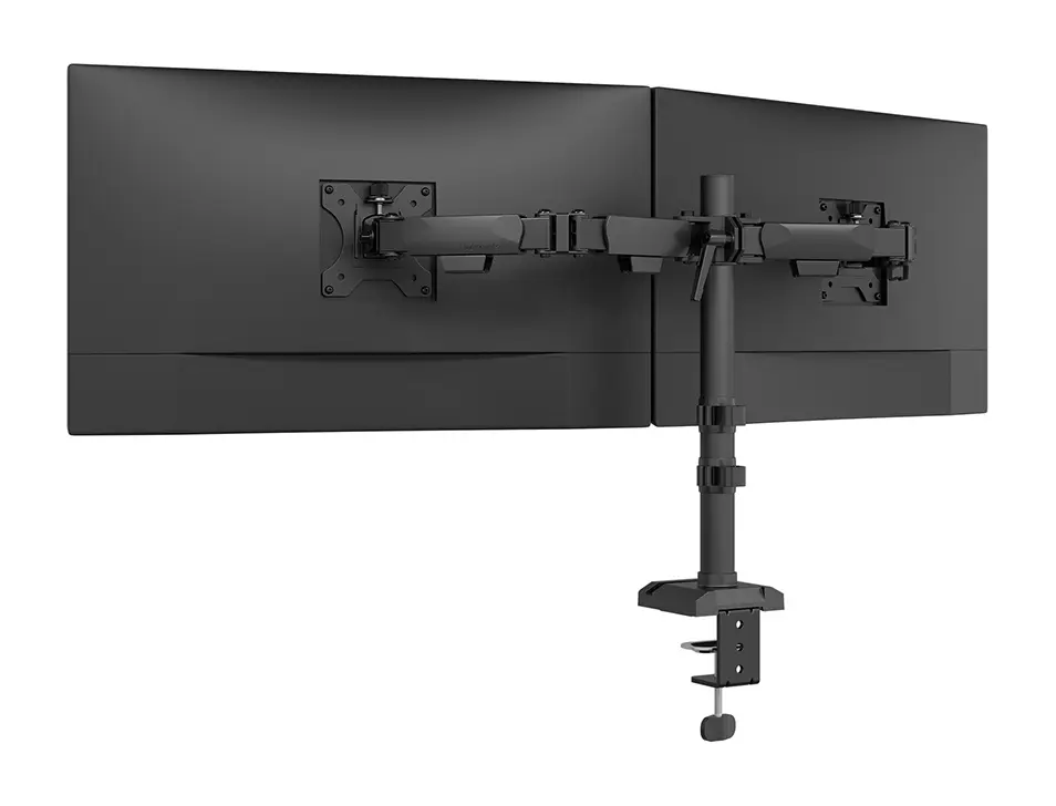 Neomounts NERO Double Flat Screen Desk Mount (phone holder+Quick-fix clamp/grommet)