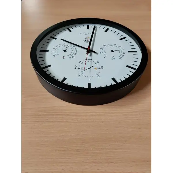 NeXtime klok 2635zw Weerstation, Ø34 cm, Wand, Zwart