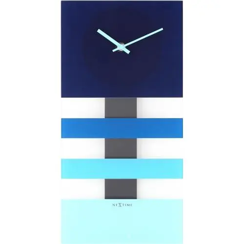 NeXtime klok 2855bl Bold Stripes, 38x19 cm, Wand, Blauw