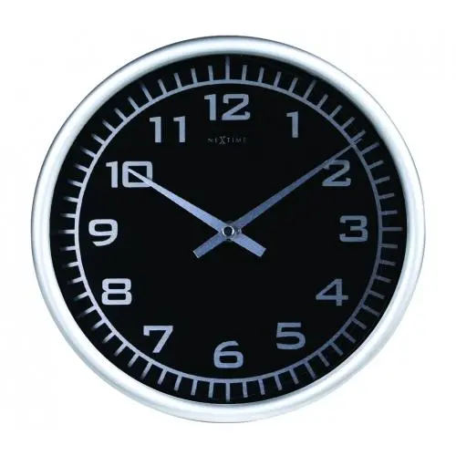 NeXtime klok 2953 Blacky, Ø 25 cm, Wand, Zwart