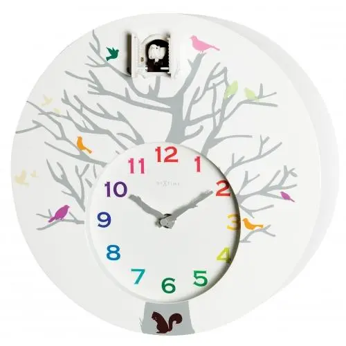 NeXtime klok 2998wi Cuckoo Rond, 30x10 cm, Wand, Wit