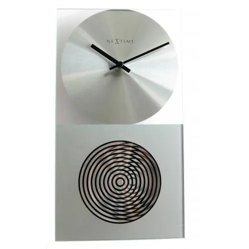 NeXtime klok 3028 OP Klok, 16x30,2 cm, Wand, Glas, Zilver