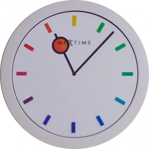 NeXtime klok 3048 Kleurverandering, Ø28 cm, Wand, Wit/Meerkleurig