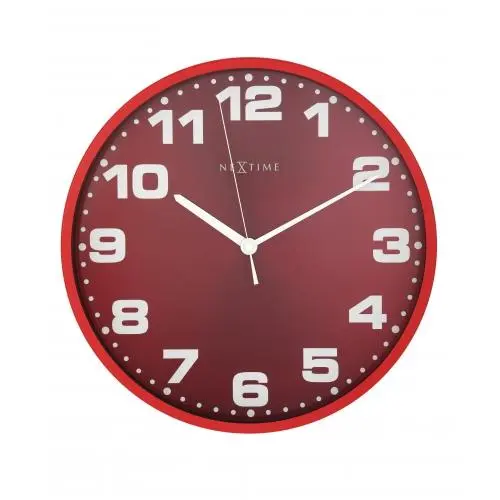 NeXtime klok 3053ro Dash Rood, Ø35 cm, Wand, Rood/Zilver