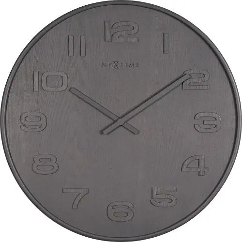 NeXtime klok 3095gs Hout Hout Groot, Ø52,8 cm, Wand, Grijs