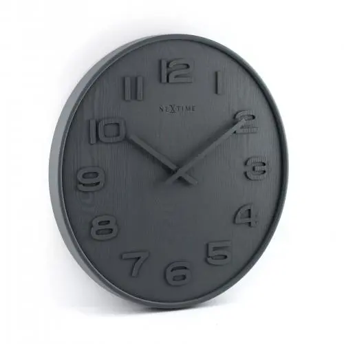 NeXtime klok 3096gs Hout Hout Medium, Ø35,5 cm, Wand, Grijs