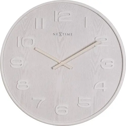 NeXtime klok 3096wi Hout Hout Medium, Ø35,5 cm, Wand, Wit