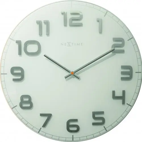 NeXtime klok 3105wi Classy Large, Ø50 cm, Wand, Wit/Grijs
