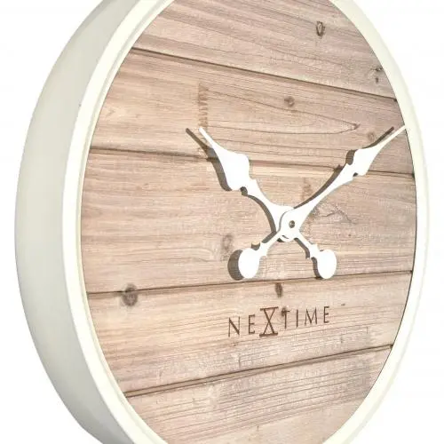 NeXtime klok 3134wi Plank, Ø50 cm, Wand, Wit