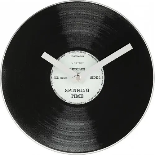 NeXtime klok 5163 Little Spinning Time, Ø20 cm, Wand, Zwart
