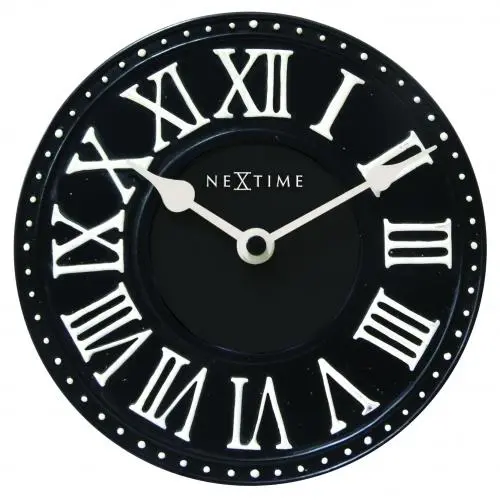 NeXtime klok 5187zw London Tafel, Ø16 cm, Wand, Zwart/Wit