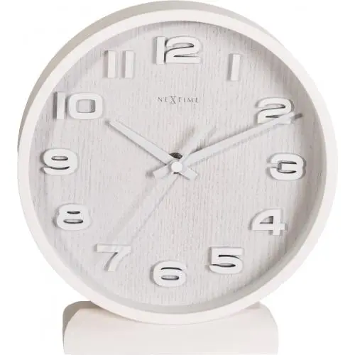 NeXtime klok 5192wi Hout Hout Klein 22x20 cm, Wand, Wit